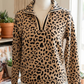 Alessa Leopard Polo Collar V Neck Pullover Top