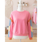 Kress Pink Candy Colorblock French Terry Top