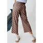 Sharpay Khaki Checkered Elastic High Waist Loose Casual Pants
