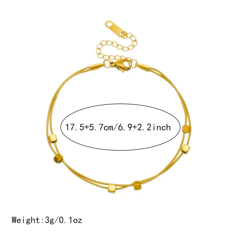 Golden Geometric Accent Layered Bracelet