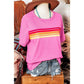 Anita Pink Striped Patch Front Casual Tee