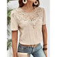 Bridy Apricot Lace Patchwork Hollow Round Neck Top