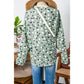 Adelynne Green Polka Dot Print Button Front V Neck Blouse