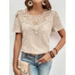 Bridy Apricot Lace Patchwork Hollow Round Neck Top