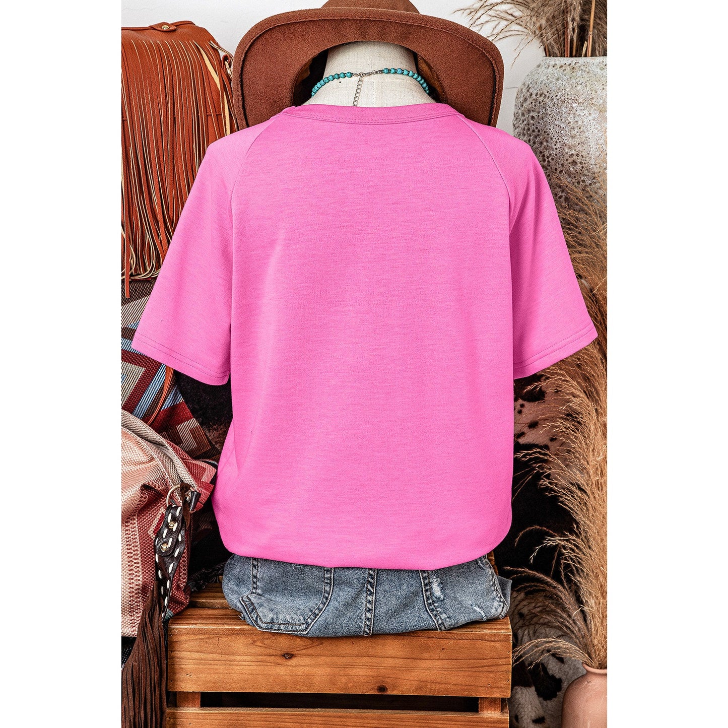Anita Pink Striped Patch Front Casual Tee