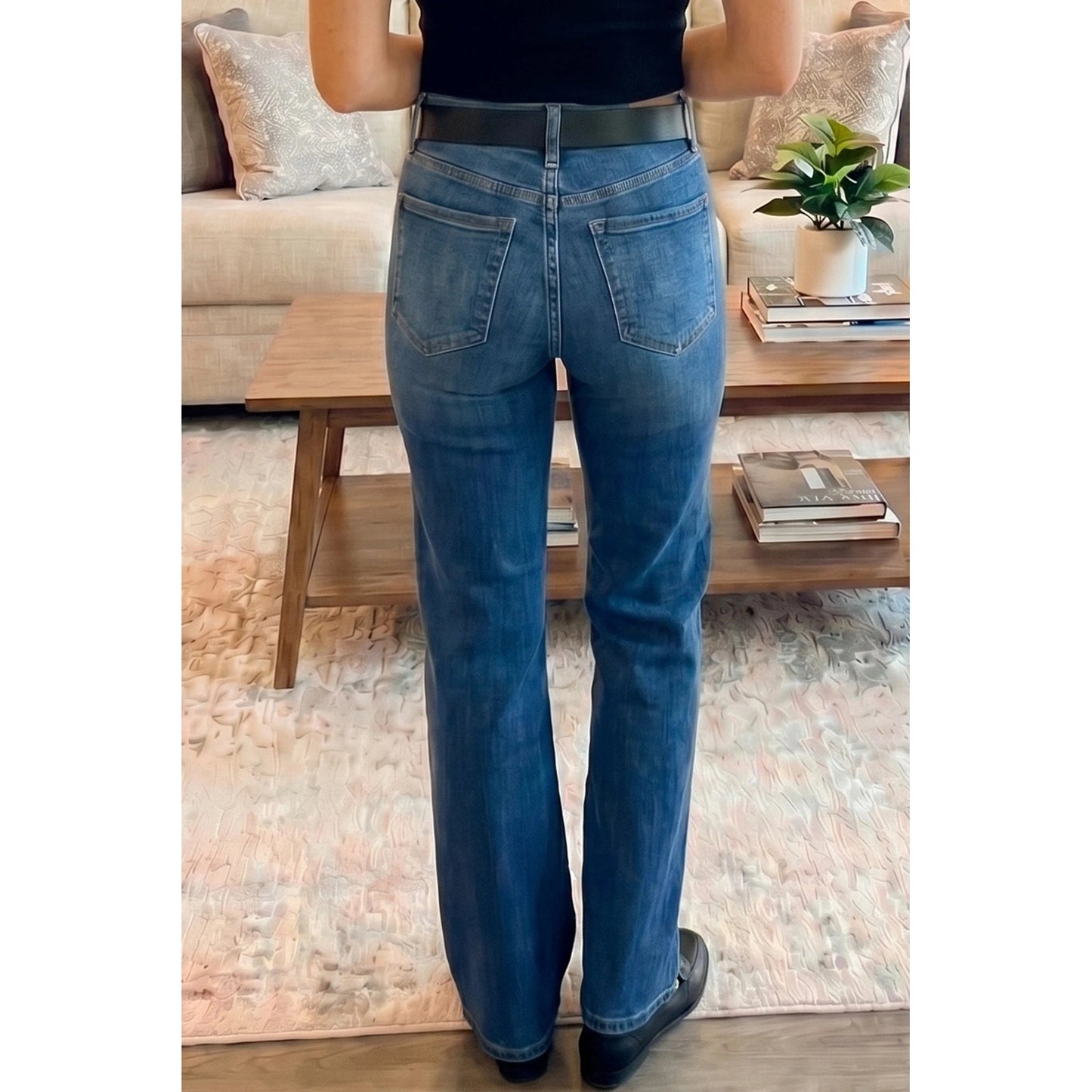 Alyssa Sky Blue Tailored Seam Detail Shift Jeans