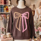 Kitty Terry Bow Pattern Drop Shoulder Sweatshirt