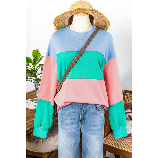 Ashlea Blossom Colorblock Patchwork Drop Shoulder Sweatshirt