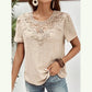 Bridy Apricot Lace Patchwork Hollow Round Neck Top