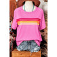 Anita Pink Striped Patch Front Casual Tee