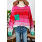 Abbie Striped Knit Patch Pocket Drop Shoulder Sweater