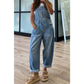 Abbie Dusk Blue Adjustable Buckle Barrel Denim Overalls