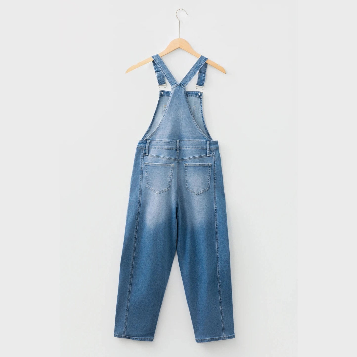 Abbie Dusk Blue Adjustable Buckle Barrel Denim Overalls