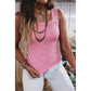 Adalyn Pink Western Jacquard Square Neck Slim Tank Top