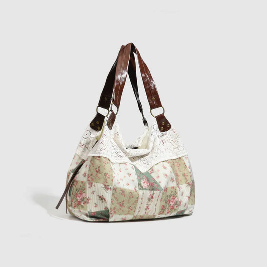 Adalee Vintage Patchwork Lace Tote