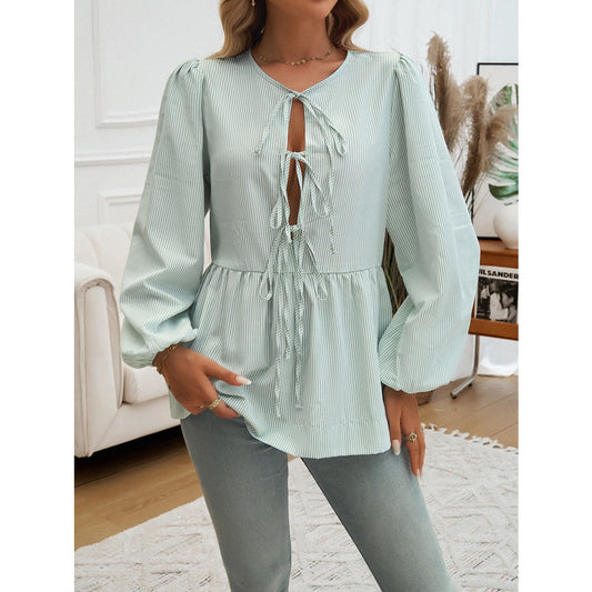 Addison Green Tie Front Babydoll Blouse