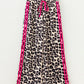 Addy Pink Contrast Detail Tie Waist Leopard Print Casual Pants