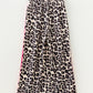 Addy Pink Contrast Detail Tie Waist Leopard Print Casual Pants