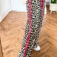 Addy Pink Contrast Detail Tie Waist Leopard Print Casual Pants