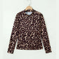 Adela Khaki Leopard High Neck Long Sleeve Western Slim Top
