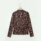 Adela Khaki Leopard High Neck Long Sleeve Western Slim Top
