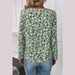 Adelynne Green Polka Dot Print Button Front V Neck Blouse