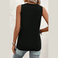 Adilynn Black  Half Button V Neck Patched Pocket Tank Top