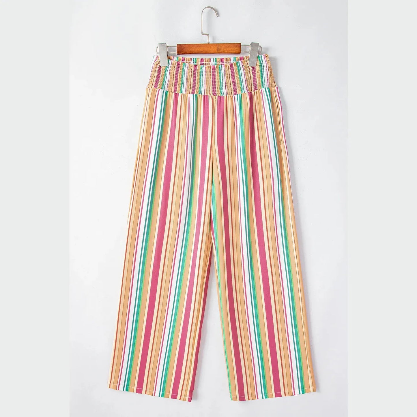 Adina Multicolor Striped Smocked High Waist Wide Leg Pants - S to 3X