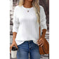 Adleigh White Round Neck Drop Shoulder Textured Knit Top