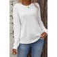 Adleigh White Round Neck Drop Shoulder Textured Knit Top