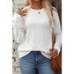 Adleigh White Round Neck Drop Shoulder Textured Knit Top