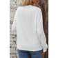 Adleigh White Round Neck Drop Shoulder Textured Knit Top