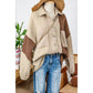 Ava Grace Khaki Houndstooth Color Contrast Textured Patchwork Loose Shacket