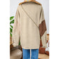 Ava Grace Khaki Houndstooth Color Contrast Textured Patchwork Loose Shacket