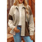 Ava Grace Khaki Houndstooth Color Contrast Textured Patchwork Loose Shacket