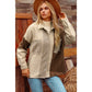 Ava Grace Khaki Houndstooth Color Contrast Textured Patchwork Loose Shacket