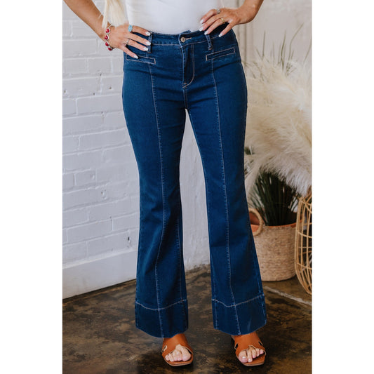 Agnes Center Seam Deep Wash Straight Jeans