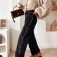 Aiden Black Studded Detail Straight Leg Casual Loose Jeans