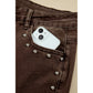 Aiden Coffee Studded Detail Straight Leg Casual Loose Jeans