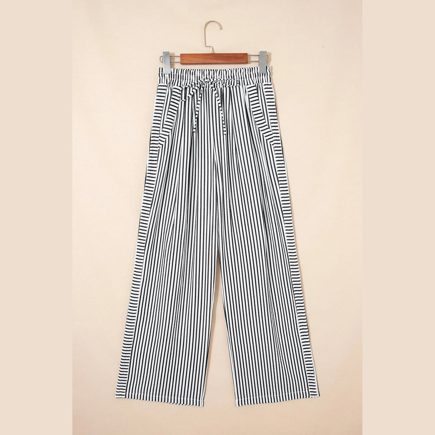 Albie Black Stripe Wide Leg Casual Pants
