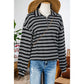 REDUCED!!!  Alecia Black Stripe Textured Quarter Zip Collar Long Sleeve Top  REDUCED!!!