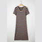 Alecia Black Stripe Print V Neck Maxi Dress with Side Splits