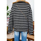 REDUCED!!!  Alecia Black Stripe Textured Quarter Zip Collar Long Sleeve Top  REDUCED!!!