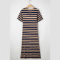 Alecia Black Stripe Print V Neck Maxi Dress with Side Splits