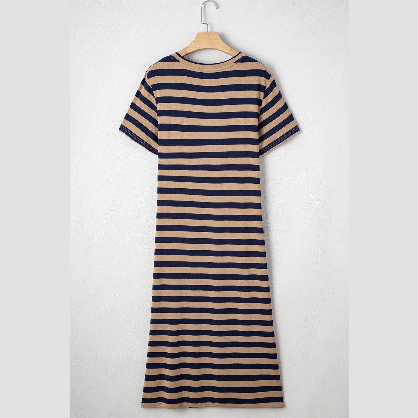 Alecia Black Stripe Print V Neck Maxi Dress with Side Splits