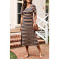 Alecia Black Stripe Print V Neck Maxi Dress with Side Splits