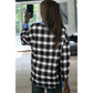 Alee Black Contrast Striped Edge Half Placket Plaid Blouse