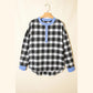 Alee Black Contrast Striped Edge Half Placket Plaid Blouse