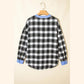 Alee Black Contrast Striped Edge Half Placket Plaid Blouse