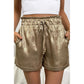 SALE!!!  Alexa Gold Metallic Luster Tie Elastic Waist Cuffed Hem Shorts